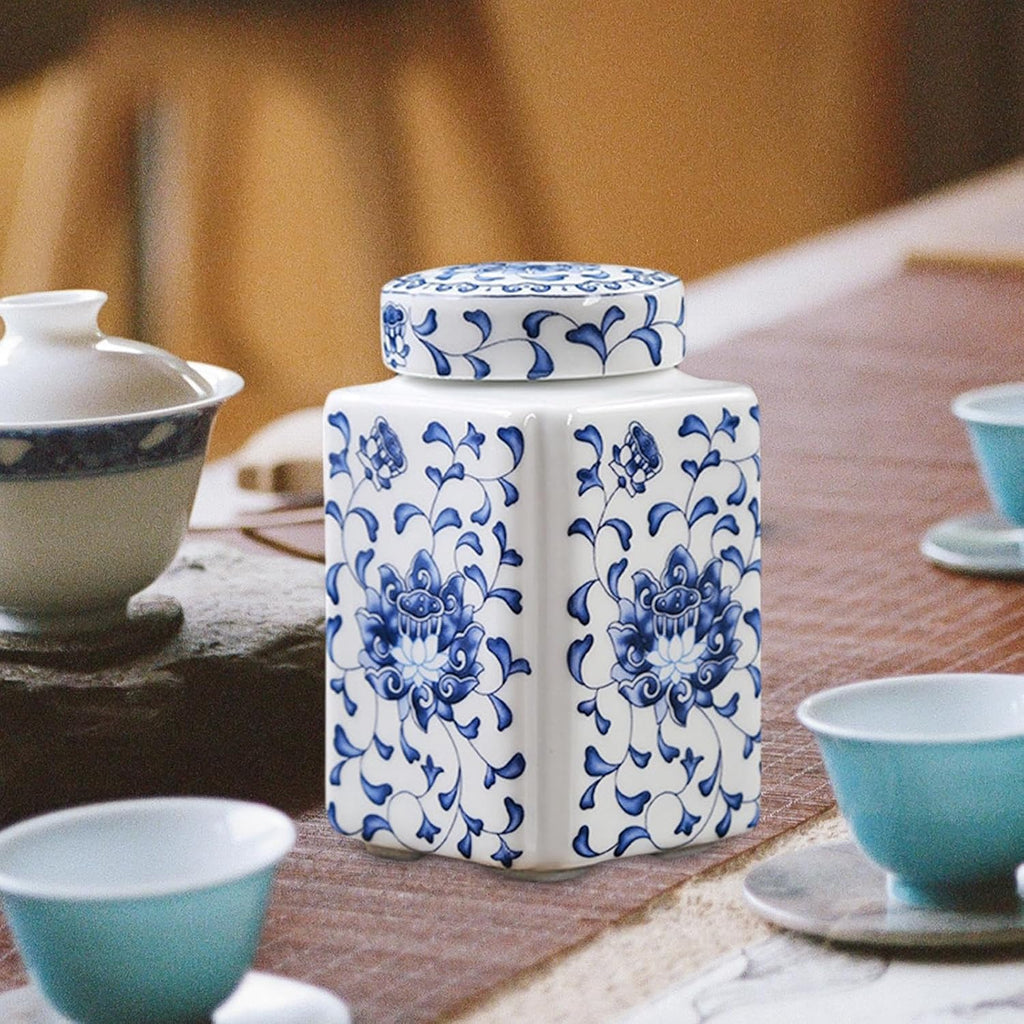 Ceramic Ginger Jar Porcelain Temple Jar Delicate Chinese Style Decorative Jar Multi Purpose Storage Jar Vase Flower