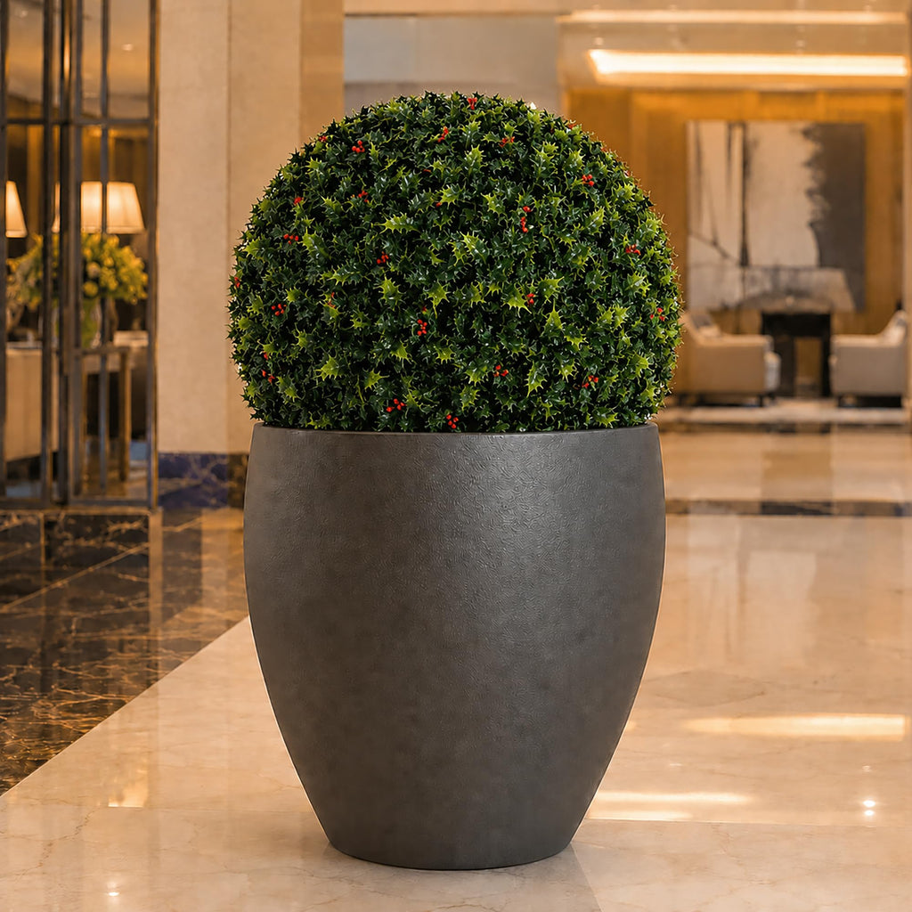 Topiary Ball - 19" Artificial Topiary Plant - Indoor/Outdoor Artificial Plant Ball (4, Holly)