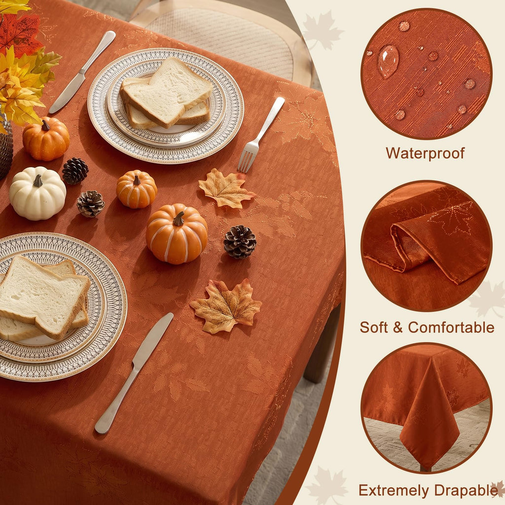 Fall Jacquard Rectangle Tablecloth 60 x 104 Inch Thanksgiving Decor