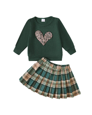 Toddler Baby Girl Outfits Girls Clothse Green Plaid Skirt