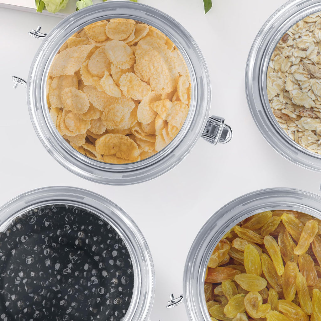 4-Piece Stainless Steel Airtight Food Storage Canister Set with Lid