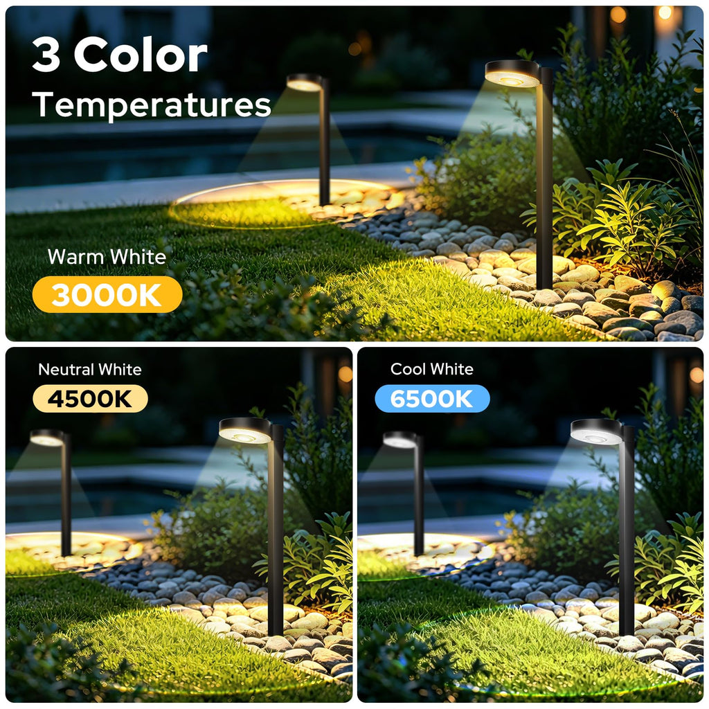 16 Pack Solar Pathway Lights Outdoor, 3 Color Temperatures Selectable CCT, Focused Ground Spot Lens, Brighter Up to