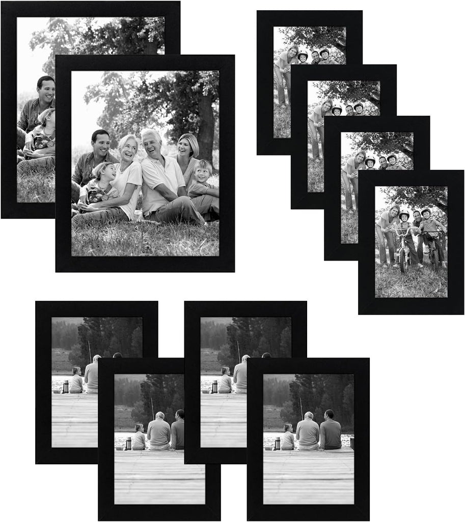 Set of 10 Picture Frames with Shatter-Resistant Glass - Gallery Wall Frame Set with Two 8x10, Four 5x7 and Four 4x6