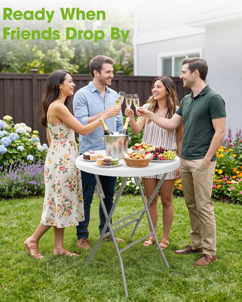 Round Cocktail Table - High Top Bar Table 32" x 43.3", 2PCS
