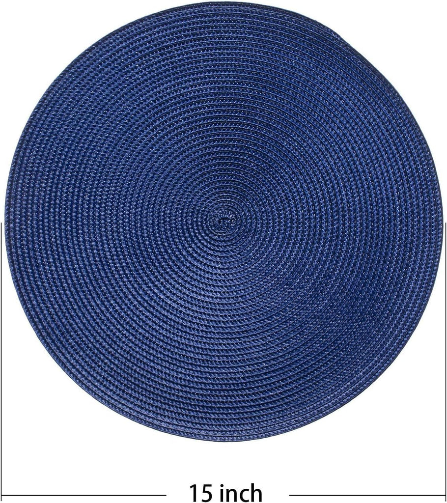 Round Placemats Heat Resistant Washable Non-Slip Woven Braided Table Mats for Dining Table Kitchen & Home - Set of 4