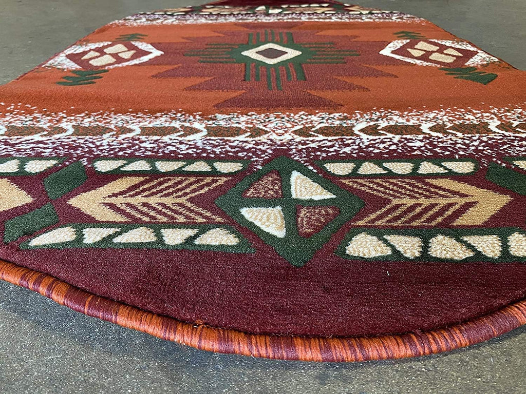 Southwest Native American Navajo Aztec Tribal Indian Rust Carpet Area Rug (3' X 5' Oval)