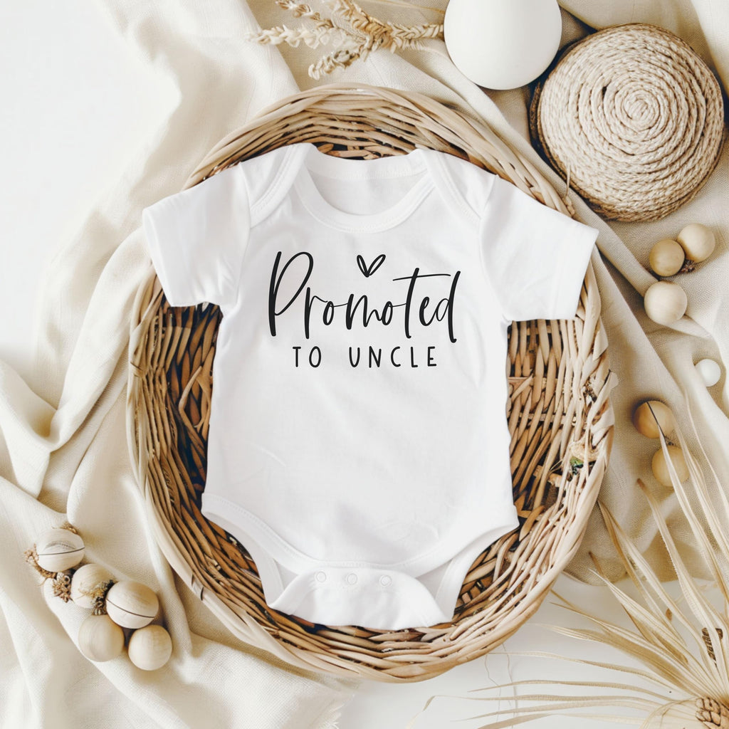 Promoted To Uncle Pregnancy Announcement Infant Bodysuit - Surprise Gift For Uncle, Brother, Brother In Law (White)