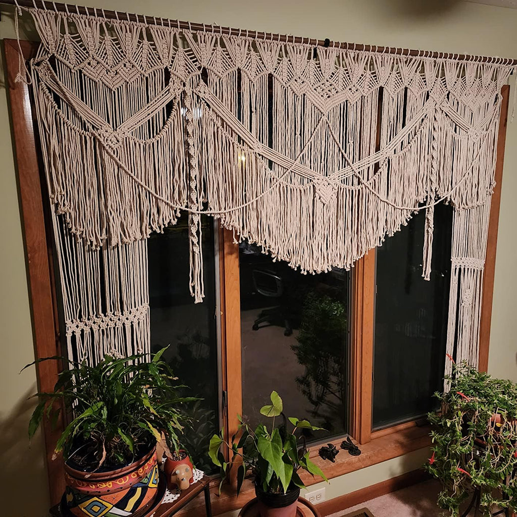 Knit Bohemian Macrame Wedding Backdrop Decor Boho Chic Macrame wall Hanging Style Macrame Tapestry Macrame Curtain &