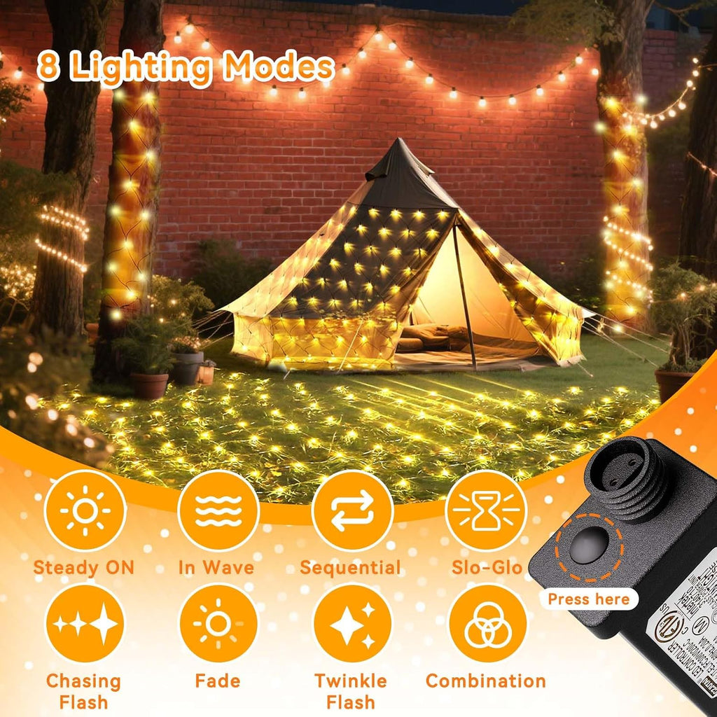 14.8FT x 5FT Christmas Net Lights Outdoor Mesh Lights Connectable