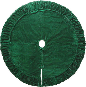 72" Plush Emerald Green Velvet Christmas Tree Skirt