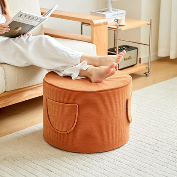 Pouf Ottoman Coffee Table Foot Rest Round 20x15 in