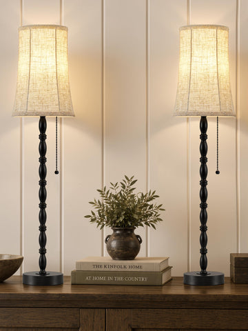 Buffet Lamps Set of 2 - 28" Tall Lamp Table Lamps, Black