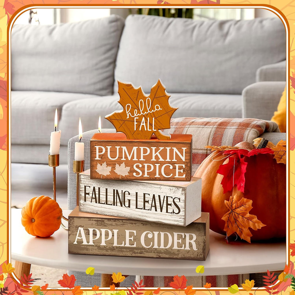 Fall Decor Wooden Maple Leaf Decoration Thanksgiving Decor - Set of 4
