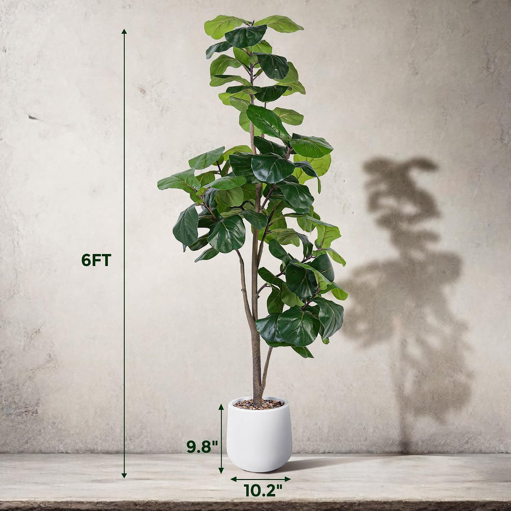 6ft Artificial Fiddle Leaf Tree Faux Plant Fake Ficus Lyrata Silk Trees