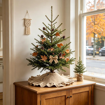 24 Inch Burlap Tree Skirt for 2-3 Ft Tabletop Trees