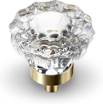 Crystal Cabinet Knobs, 8 Pack Gold Drawer Dresser Knobs, Single Hole Vintage Dresser Pulls , Drawers, Retro Round