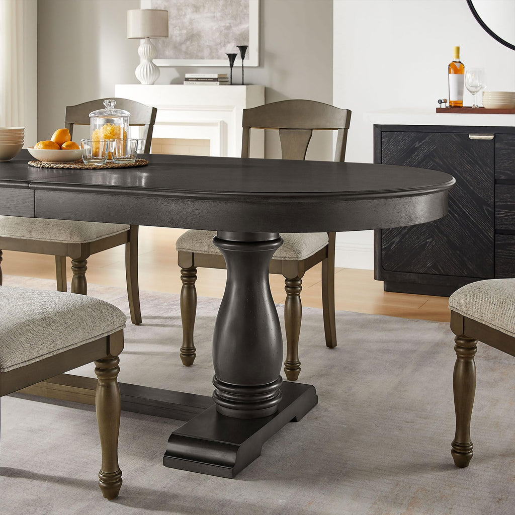 94.06" Extendable Dining Table Large Oval Kitchen Table for 6 8 10 Person, Solid Wood Mid Century Rustic Dining Room