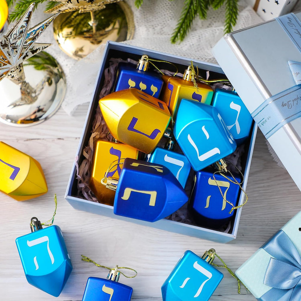 Hanukkah Hanging Ornaments for Tree Jewish Dreidel Ornaments Small Hanukkah Chanukah Dreidel Tree - Set of 24