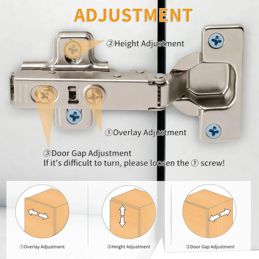 2-Pack Frameless Soft Close Inset Cabinet Hinges 50% Faster Install