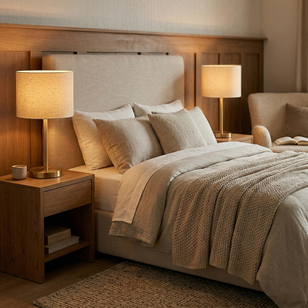 16.5" Gold Table Lamps Set of 2 with Linen Shades
