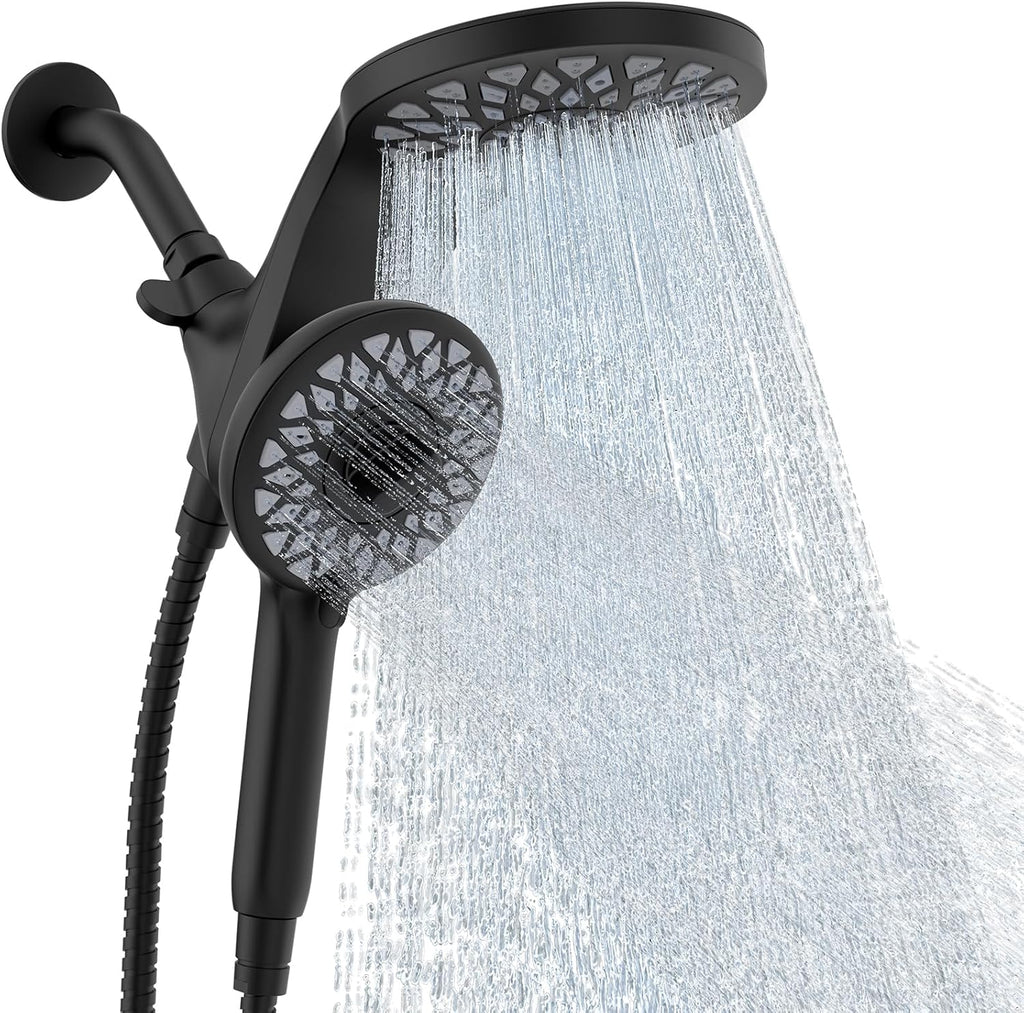 High Pressure Rain Shower Head with Handheld Spray Combo: Detachable Dual Shower Head with 10 Sprays Modes