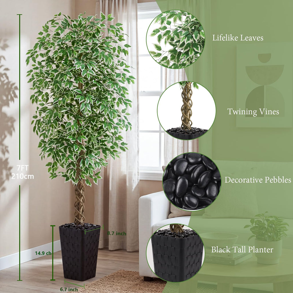 Ficus Tree Artificial, 7FT Realistic Large Faux Trees Indoor