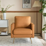 Modern Reading Chair — Cognac PU Leather