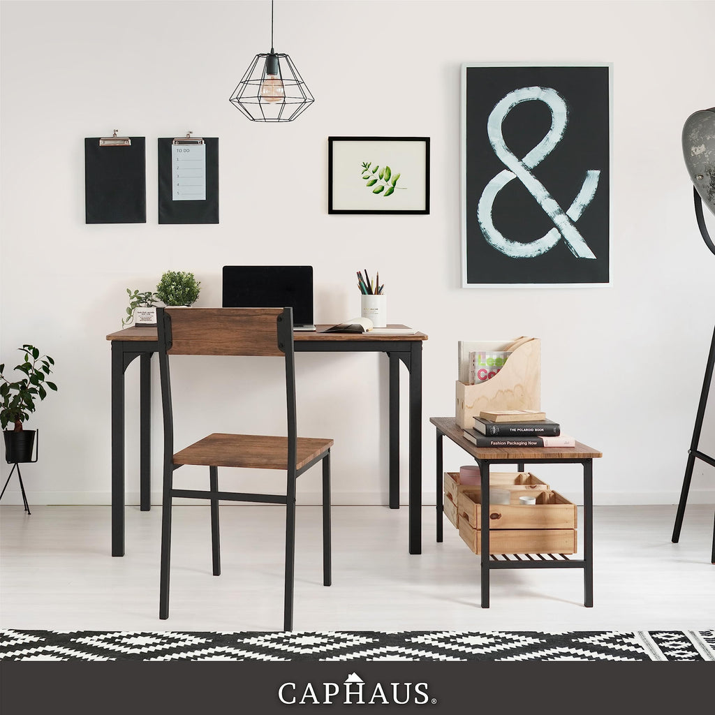 4 Pieces Dining Table Set for 4 w/Bench and Chairs, Modern Table Set w/Storage Rack, Rectangle Table, Bench & Two