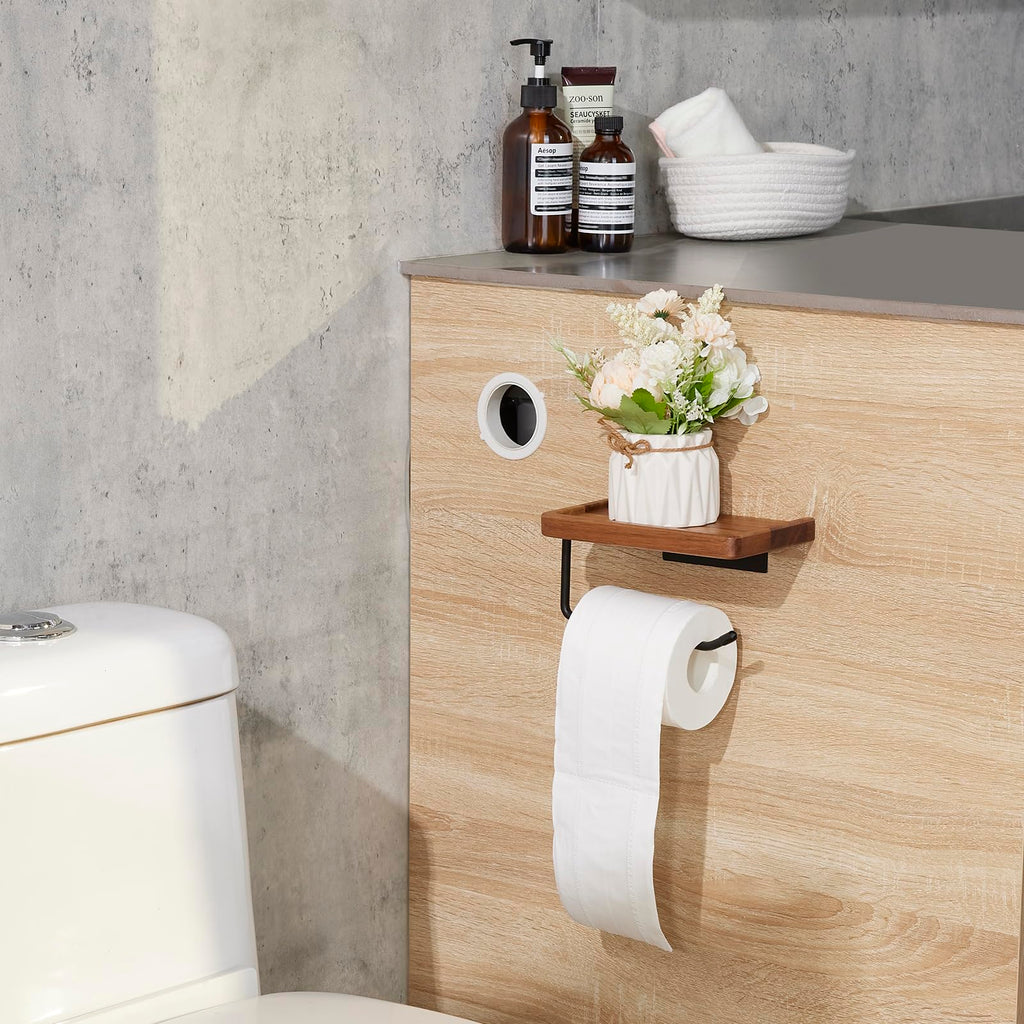 Toilet Paper Holder with Shelf, Wall Mount Bathroom Tissue Storage