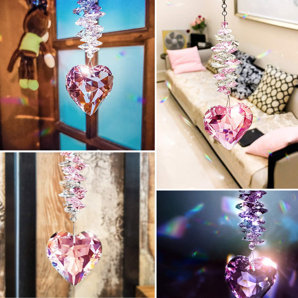 45mm Clear Glass Heart Crystal Ball Prism Pendant, Suncatcher for Windows, Outdoor Garden Hanging Décor, Gifts for