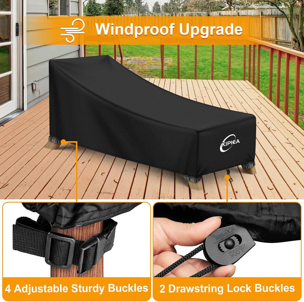 Waterproof Patio Lounge Chair Covers for Outdoor Furniture, Heavy Duty Outdoor Chaise Lounge Cover with Anti UV and
