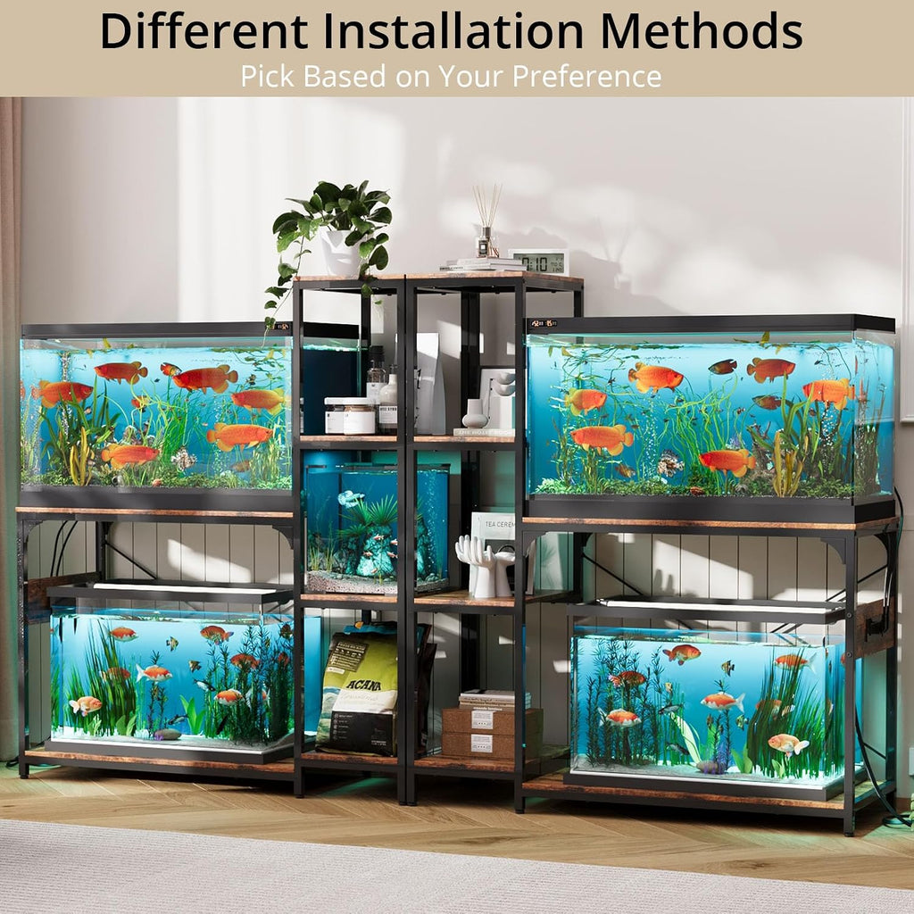 20-29 Gallon Fish Tank Stand with Power Outlet, Aquarium Stand, Brown