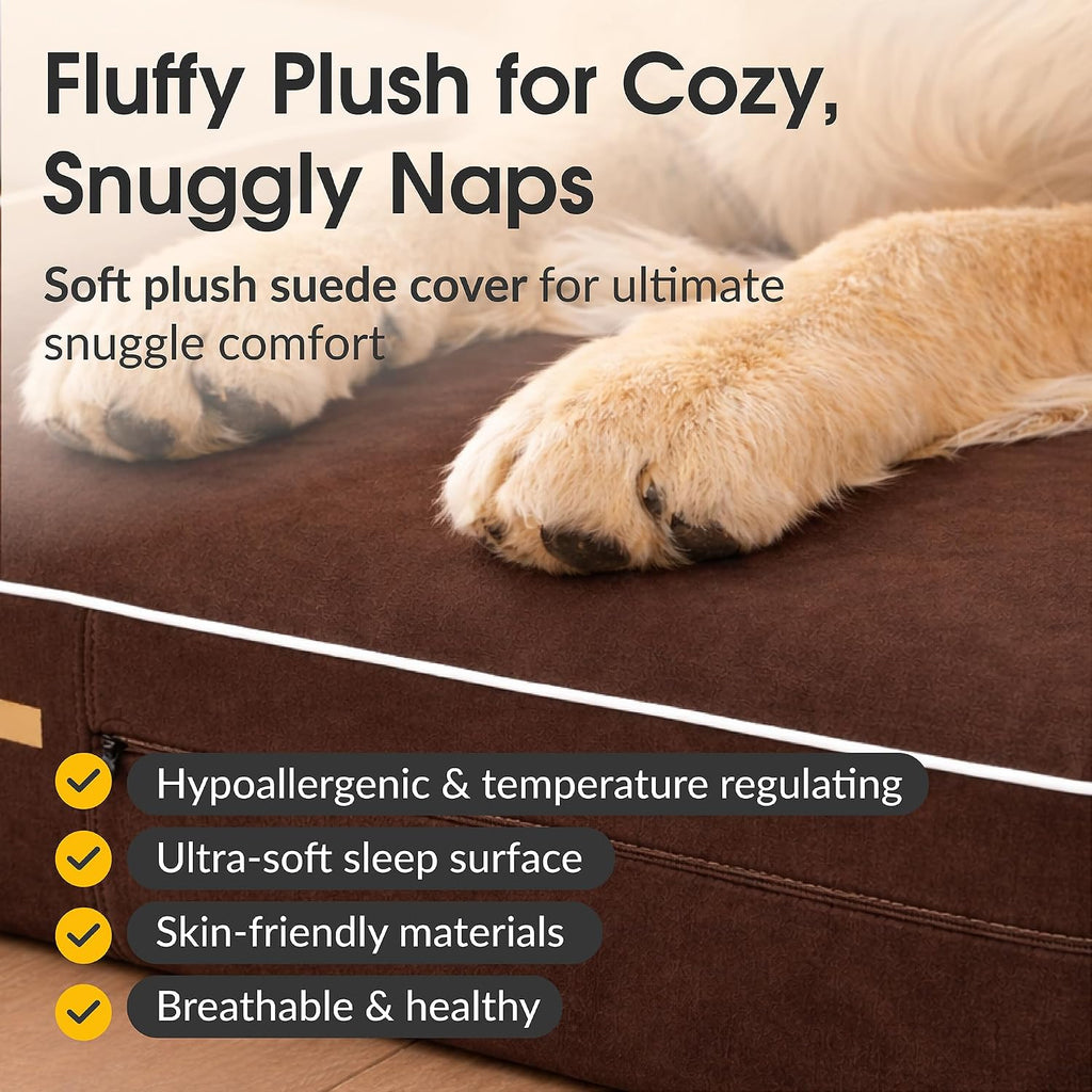 5.5 Inch Thick High Grade Orthopedic Memory Foam Dog Bed With Pillow and Easy to Wash Removable Cover with Anti-Slip