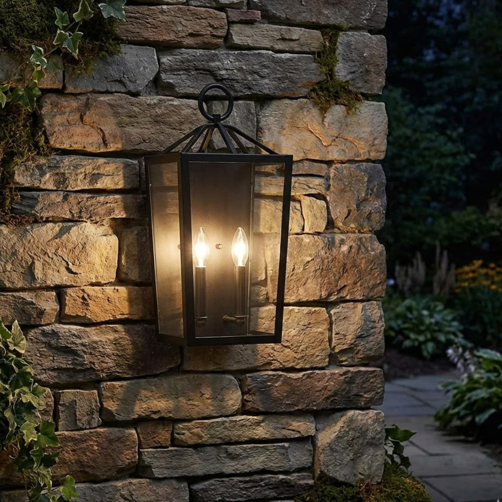 Hamilton Lockwood 15.5 Inch Outdoor Wall Lantern | Dual E12 Candelabra Base 60 Watt Max Each | Wet Rated