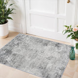 2x3 Washable Abstract Area Rug, Thin Low Pile Non-Slip Indoor Carpet Grey