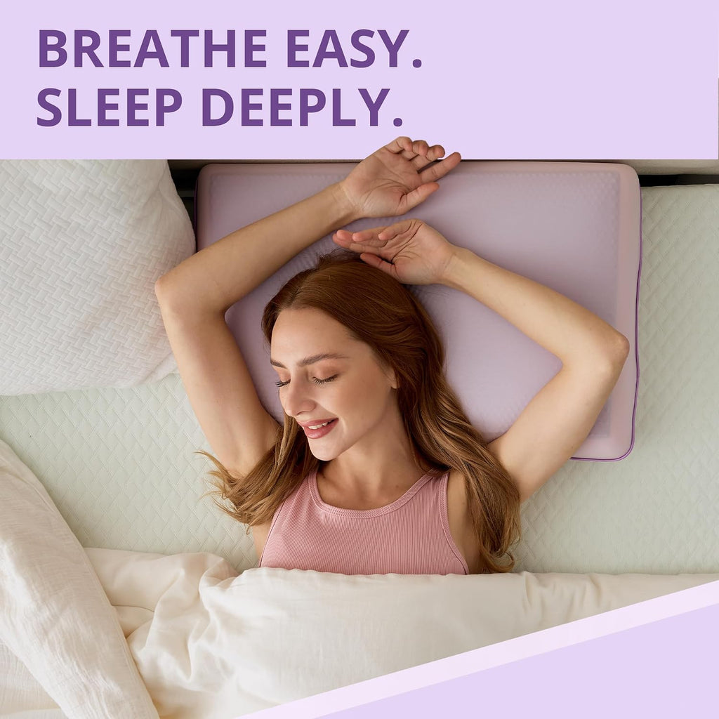 Cooling Gel Memory Foam Pillow for Hot/Side Sleepers, Neck Support, Purple | Ergonomic Pressure Relief, Fits Back &