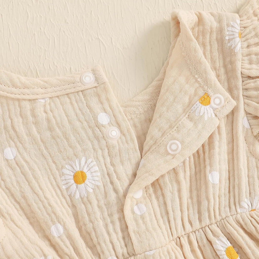 Infant Baby Girl Clothes Outfits Daisy Print Ruffle Sleeve Shirt Top Shorts