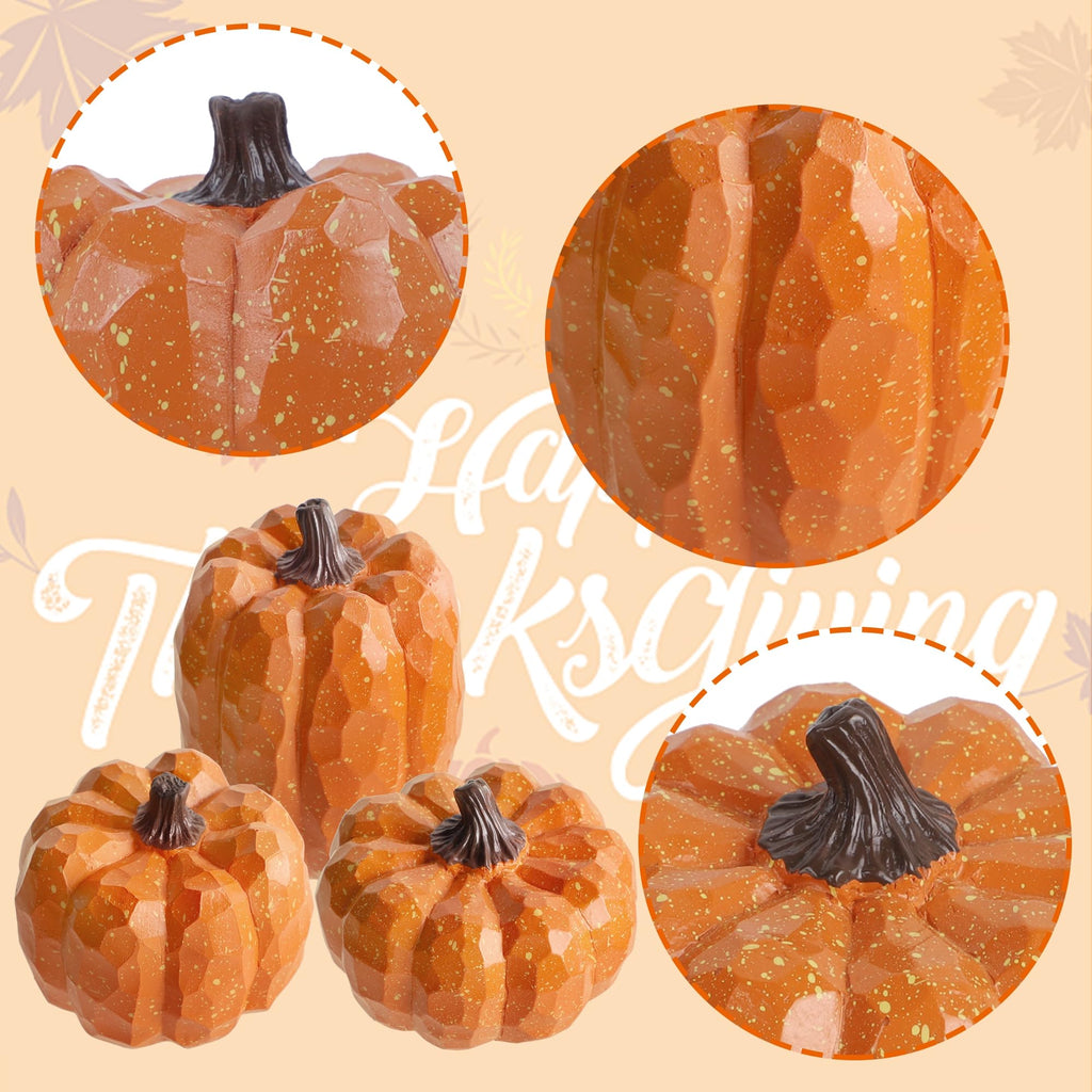 Artificial Pumpkins Decor Orange Pumpkin Fall Decoration, Set of 3