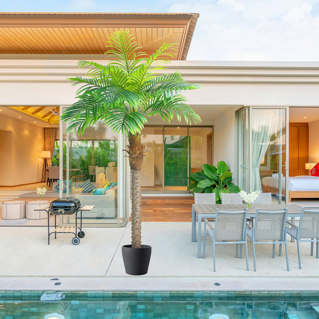 Palm Trees 6FT 2pcs Artificial Palm Tree for Outdoors 72IN - Green Coconut Silk Palm Tree Fake Plant in Pot - for
