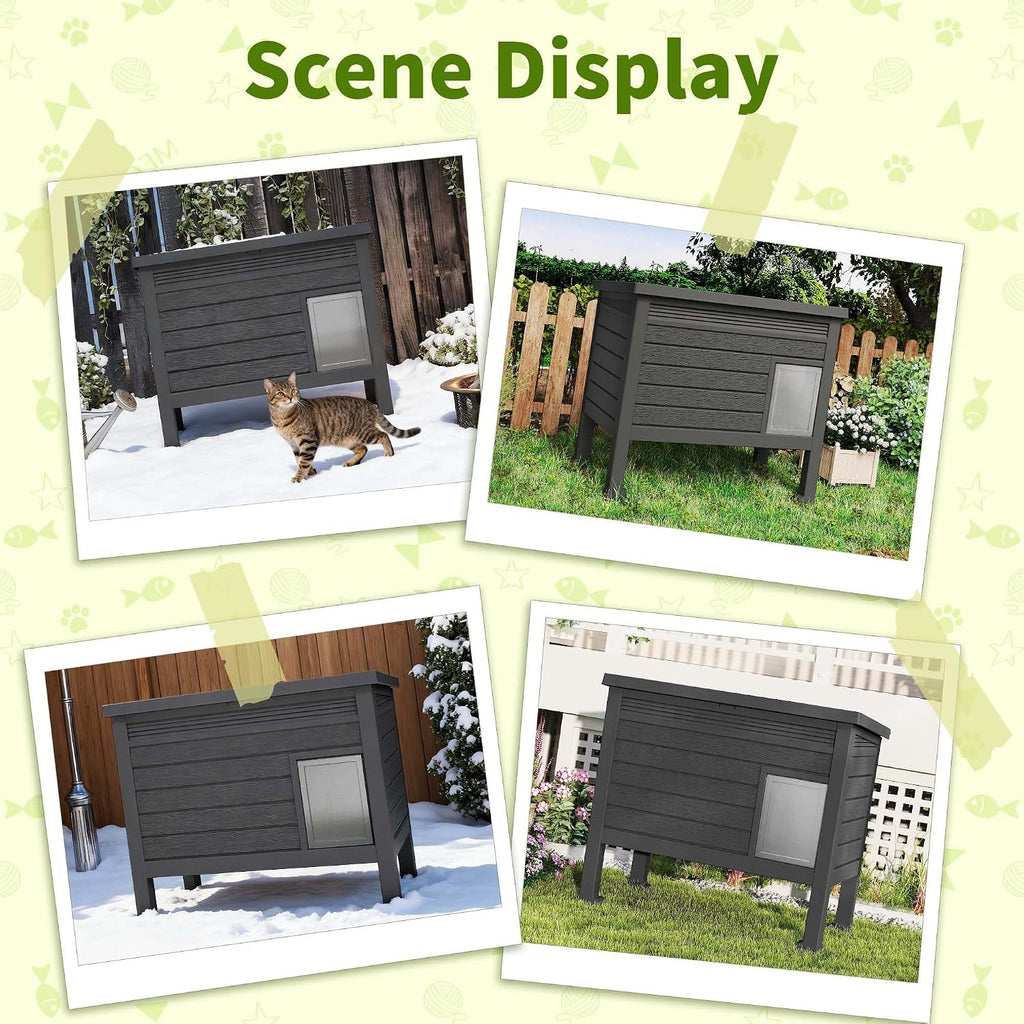 Outdoor Cat House Weatherproof, Black