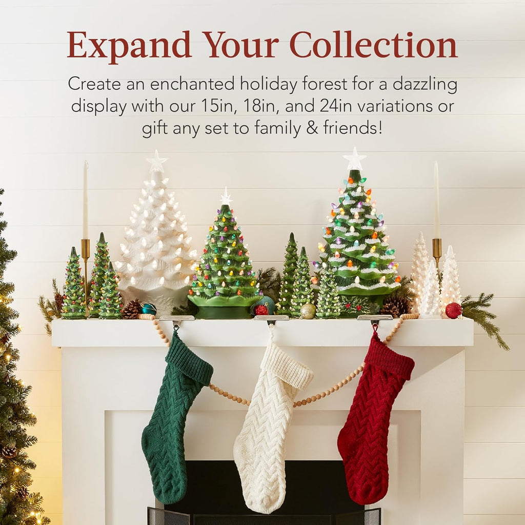 Choice Product 24in Extra Large Ceramic Christmas Tree, Pre-Lit Hand-Painted Tabletop XL Indoor Holiday Tree, 74