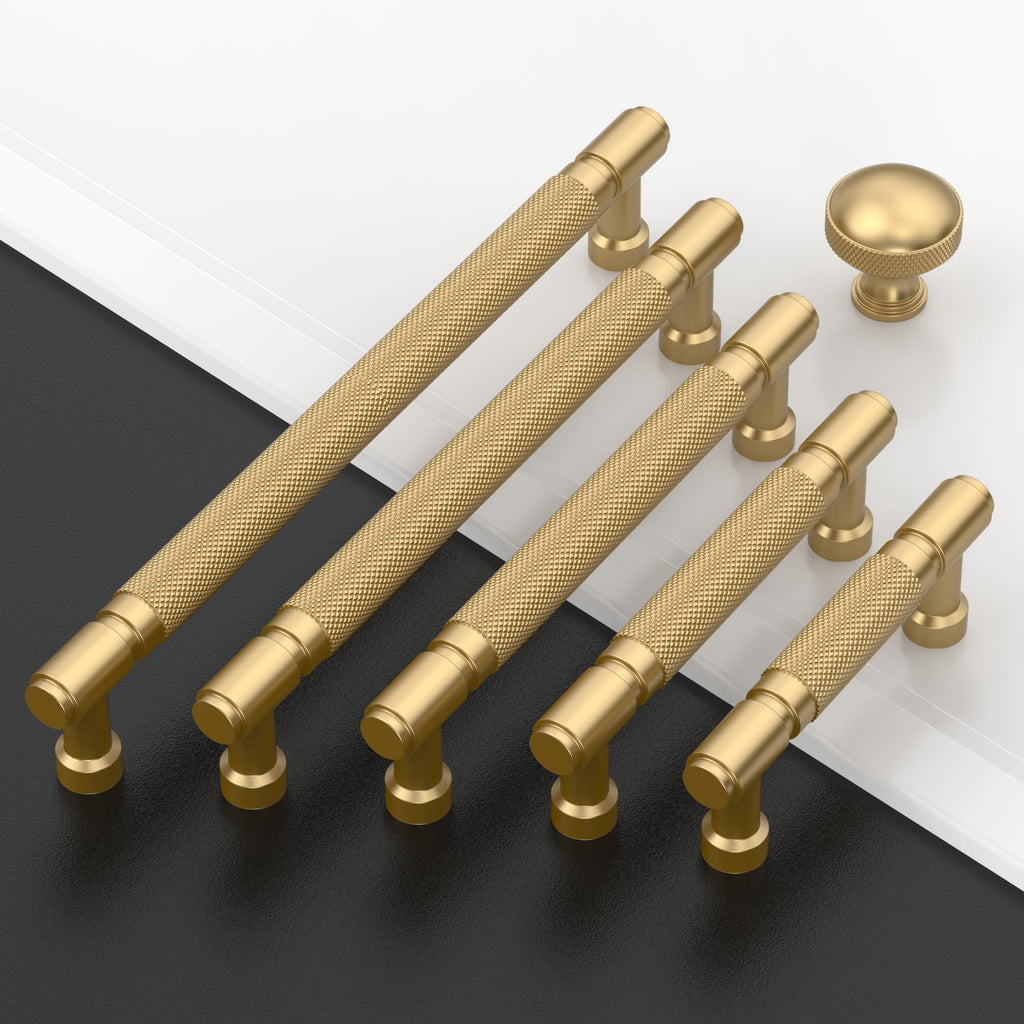10 Pack Champagne Bronze knurled Cabinet Pulls 5"