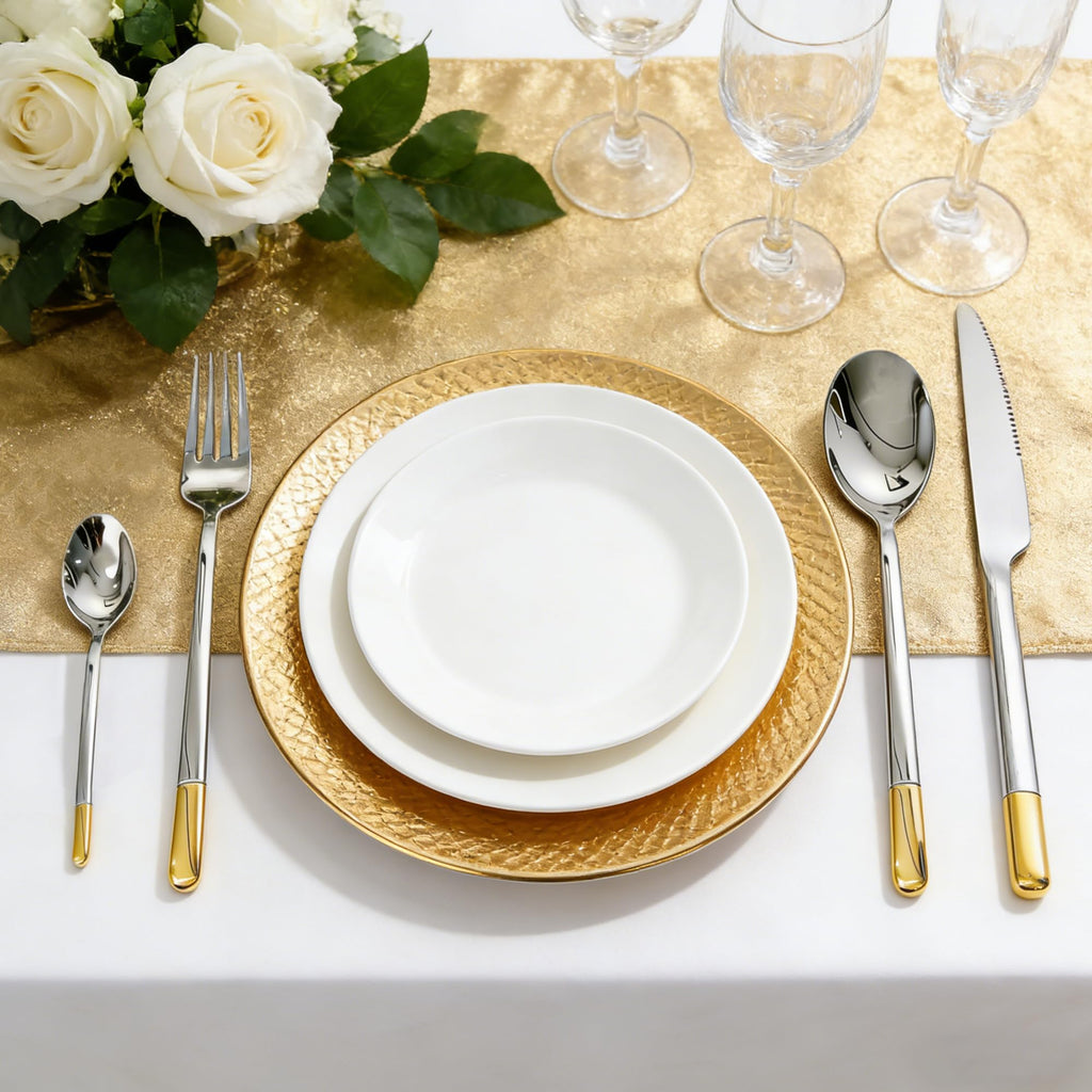 Gold and Silver Silverware Set, Mirror Polished Silverware Set Gold, 24 Piece Premium Stainless Steel Flatware, Gift
