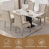 Velvet Dining Chair with Arms, Upholstered Tufted High Back Dining Room Chairs