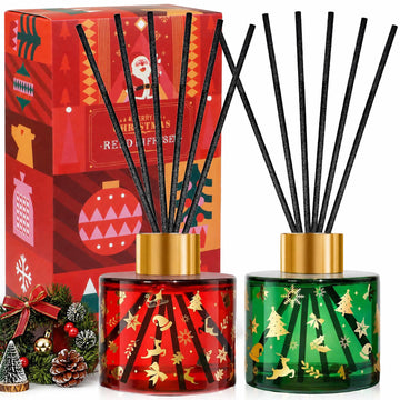 Christmas Reed Diffuser Set, Diffuser with Sticks 2 Pack, 6.8 Fl Oz