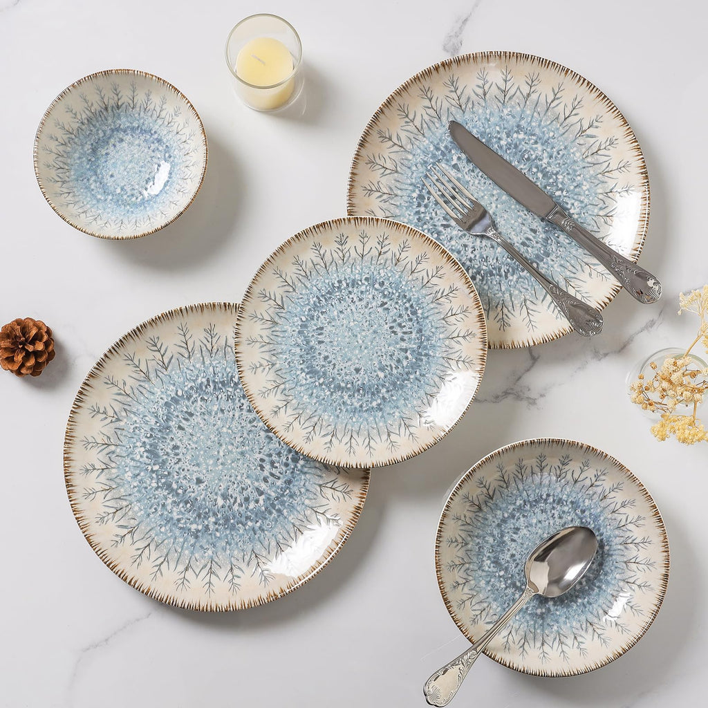 Ceramic Dinnerware Sets for 6, 24 pcs Plates and Bowls Sets