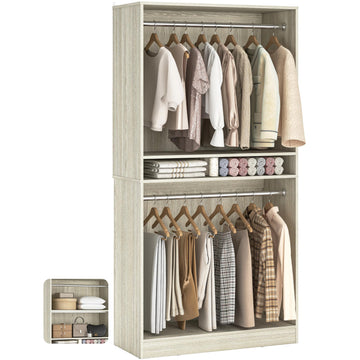 36 Inch Closet Systems with 2 Hanging Rods and Adjustable Shelves