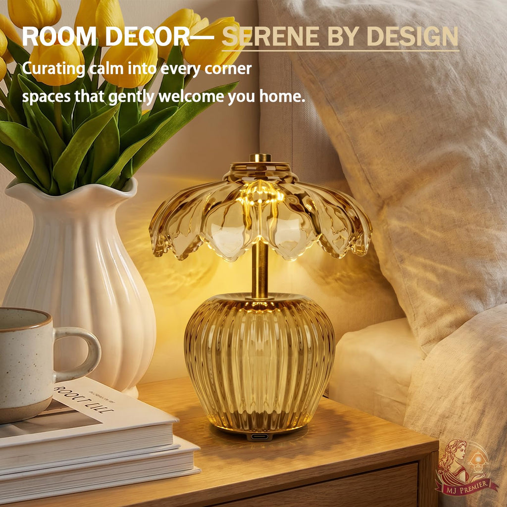 Rechargeable Table Lamp, Small Cordless Lamp with Timer, Yellow