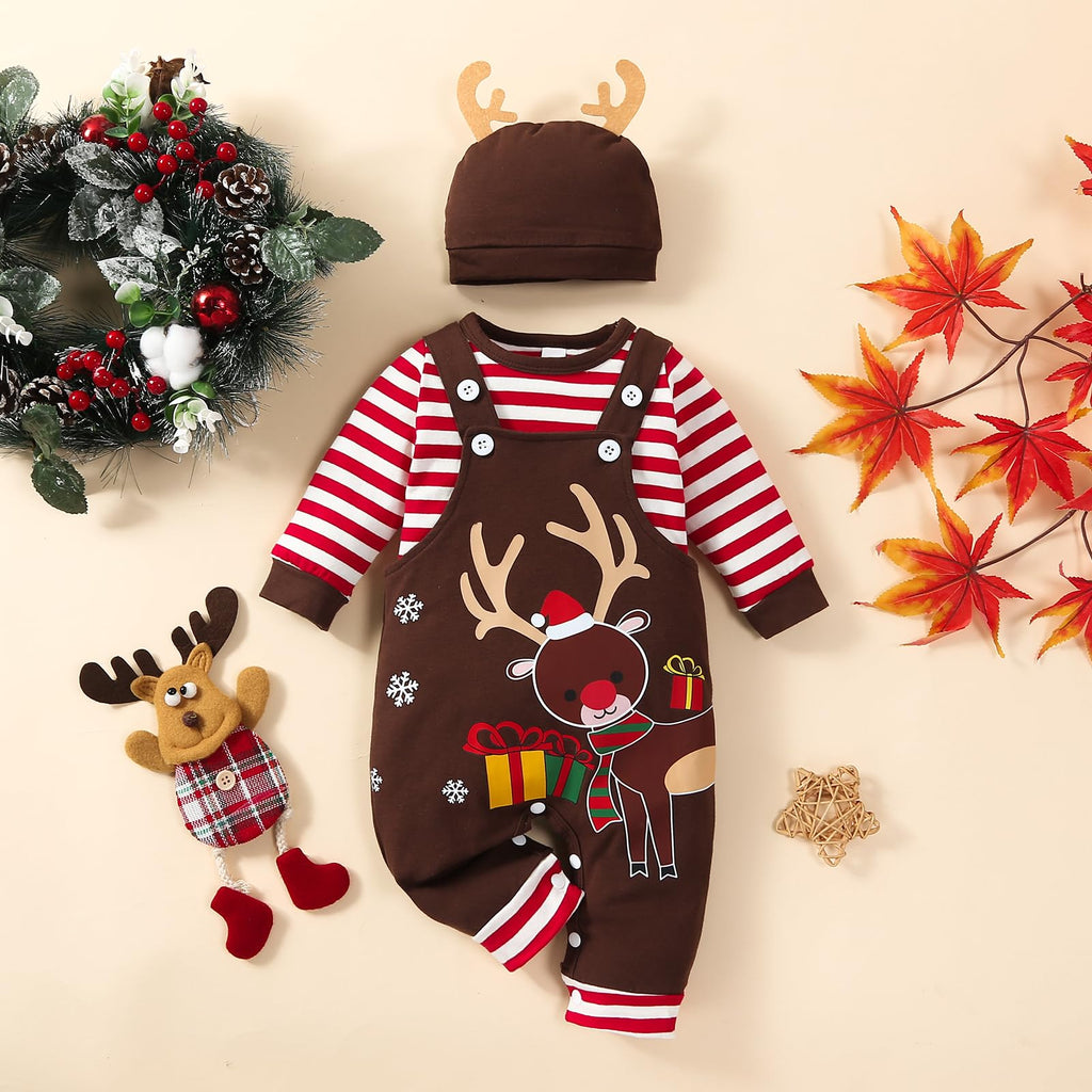 Baby Boy Christmas Clothes, Infant baby Boy Xmas outfits, 3pcs My First Christmas Outfits Set