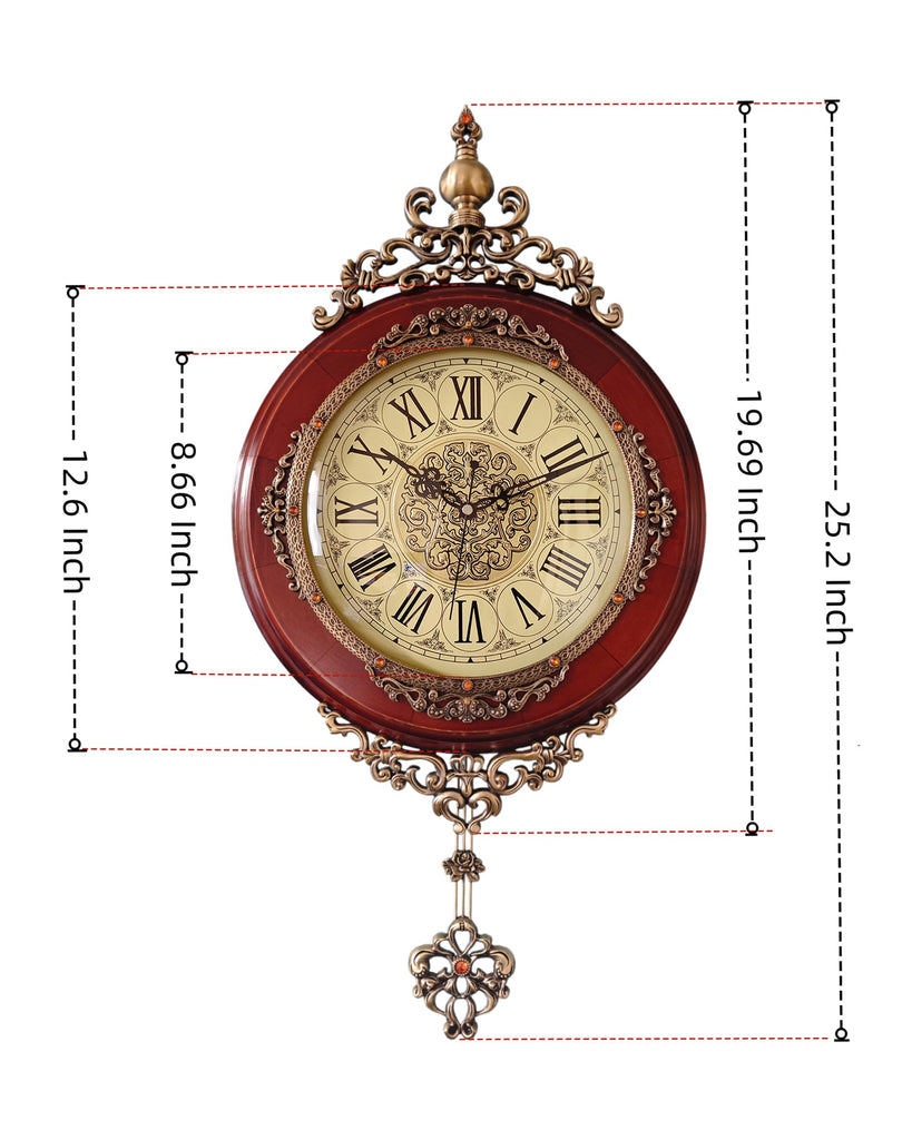 Vintage Wall Clocks Pendulum Silent Large Wall Clock Roman Numeral